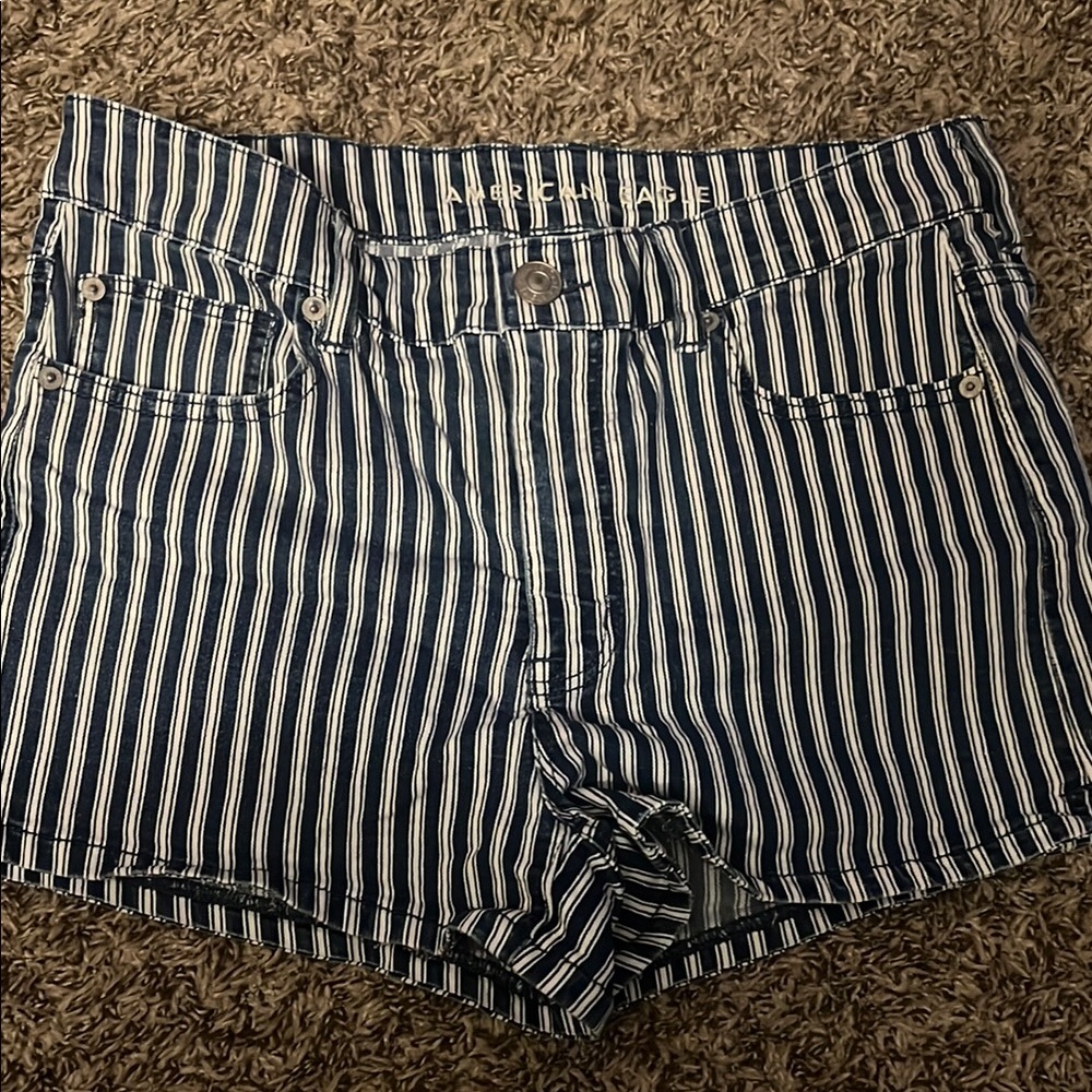 Free People Blue Striped Women's Shorts